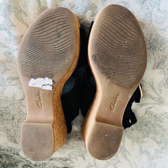 Clark’s Collection black suede wedge sandals 8M, Euro 39-nice and stylish - Picture 8 of 13